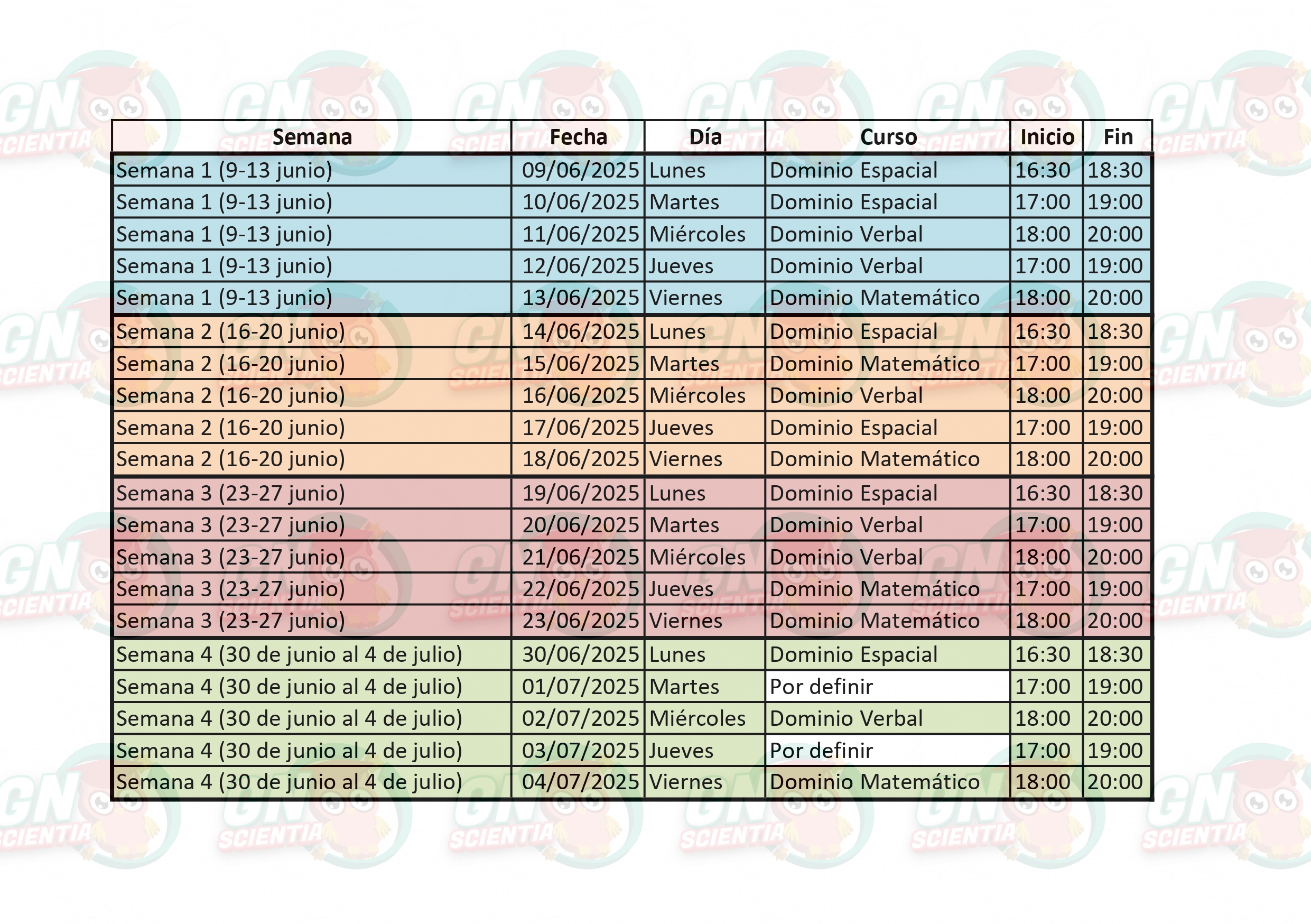 Horario de Clases General